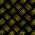 Cars yellow tire tracks background