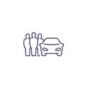 Carsharing, carpooling icon, people sharing a car