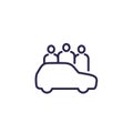 carsharing, carpooling line icon with people