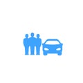 Carsharing, carpooling vector icon