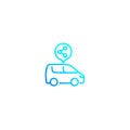 Carsharing, carpooling vector, linear style icon