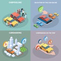 Carsharing Concept Icons Set