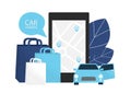 Carsharing concept. Rent car for shopping.