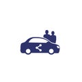 Carsharing icon with car and users on white