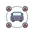 Color illustration icon for Carsharing, ride and pooling