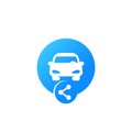 Carsharing icon for web, car and share sign