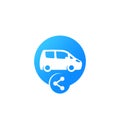 Carsharing icon for web, car and share sign