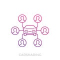Carsharing icon on white, linear