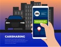 Carsharing, carpool service illustration concept