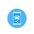 Carsharing vector icon for apps and web