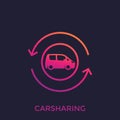 Carsharing vector icon, carpooling service