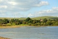 Carsington reservoir and wind generators. Royalty Free Stock Photo