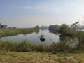 Carska bara Zrenjanin wildlife nature reserve lake with boat