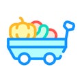 Cart with autumn vegetables color icon vector illustration