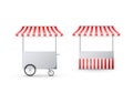 Cart with awning. Mobile street food delivery. Shop on wheels. Vector illustration isolated on white