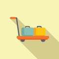 Cart bag icon flat vector. Airport service suitcase