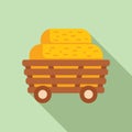 Cart bale hay icon flat vector. Design food harvesting