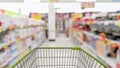 Cart in blurred supermarket or department store