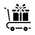 cart carry gift glyph icon vector illustration