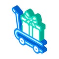 cart carry gift isometric icon vector illustration