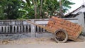 a cart carrying bricks was parked at the edge Royalty Free Stock Photo