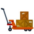 Cart with crates. Industrial shipping. Box with package.