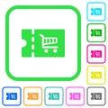 Cart discount coupon vivid colored flat icons Royalty Free Stock Photo