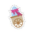 cart with easter egg bow - cut line Royalty Free Stock Photo