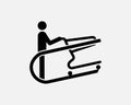 Push Cart Escalator Travelator Trolley Man Person Pushing Black White Silhouette Symbol Icon Sign Graphic Clipart Artwork Vector