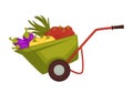 Cart of farmer with harvest products vector illustration