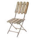 Wooden folding chair garden furniture watercolor illustration