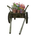 Wooden cart flower pot