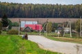 A cart with a horse in a Russian village. Royalty Free Stock Photo