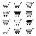 Cart icon for shop. Trolley for shopping. Add in basket for buy. Symbol of online store, retail and merchandise in line style. Web