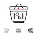 Cart, Love, Heart, Wedding Bold and thin black line icon set