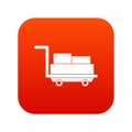 Cart with luggage icon digital red