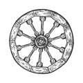 Cart old wooden wheel engraving vector Royalty Free Stock Photo