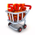 Cart and percent 50 Royalty Free Stock Photo