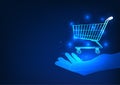 Cart placed on hand Show online shopping at the seller at any time. No need