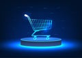 Cart placed on top of the podium Online shopping is available at any time. Increases convenience by not having to go to the