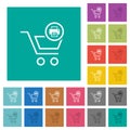 Cart print outline square flat multi colored icons