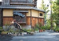 The cart of pulled rickshaw ricksha in Kyoto. Japan Royalty Free Stock Photo