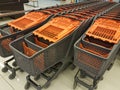 Cart pushcarts in a super market Royalty Free Stock Photo