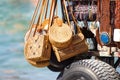 Cart selling typical souvenirs on the beautiful cuban beach . Royalty Free Stock Photo