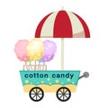 Cart stall and cotton candy vector