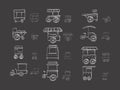 Cart stall sketch icons on black