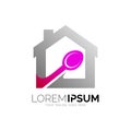 Simple restaurant design logo home logo, home and spoon