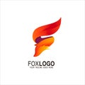 Fox logo, F logo with animal design template Royalty Free Stock Photo