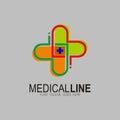 Medical Love and plus Logo Design Template Element