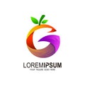Letter G shape orange, peach, fruit logo Royalty Free Stock Photo